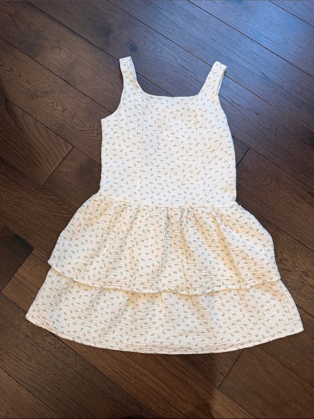 Cat & Jack Cream Floral Tiered Sun Dress Size Large 10/12 - C72-066
